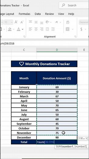 Create a Donation Management Sheet in Excel | Monthly Wise#MonthlyDonation #CharityTracker