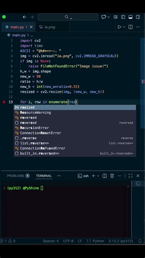 OpenCV Image to ASCII ART in Seconds! #shorts #coding #programming #pythonprogramming