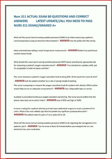 Nurs 311 Actual Exam 80 Questions And Correct Answers Latest video