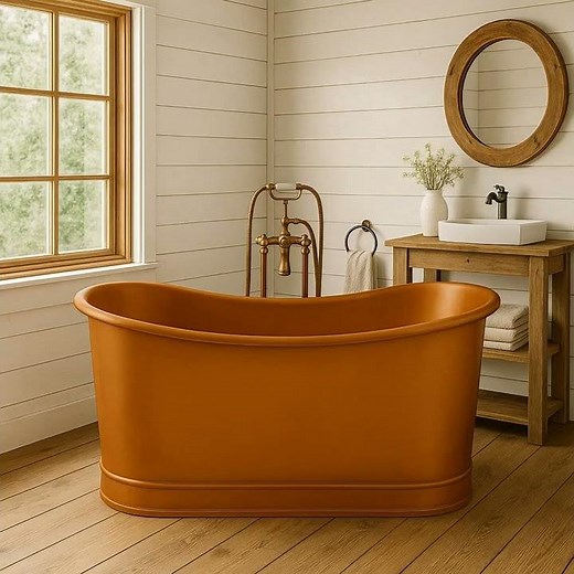 Freestanding Hammered Copper Bathtub