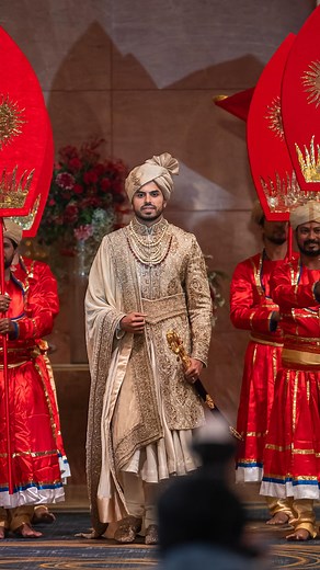 Reet on Instagram: "The groom’s royal entry is a grand and majestic moment, symbolizing his arrival in style, surrounded by celebration, tradition, and the excitement of his new journey ✨👑 The song is sung by our dashing Groom ✨ Wedding planned and executed : @reetentertainment Bride : @bianca.ajmera Groom : @adarsh.ajmera Photographer : @rambherwaniproductions #wedding #weddingday #groom #decor #weddingplanner #destinationwedding #family #bride #weddingdecor #couple #couplegoals #weddinginspir