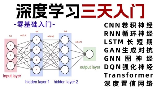 【深度学习三天入门】最适合小白入门的深度学习课程！一口气速通CNN\u002FRNN\u002FLSTM\u002FGNN等八大神经网络！你离大神只差这一个视频！