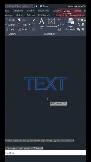 Outline Text in Autocad #shorts