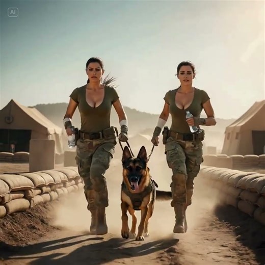 Military dogs undergoing long distance running physical training. #ai #dog #Military #training