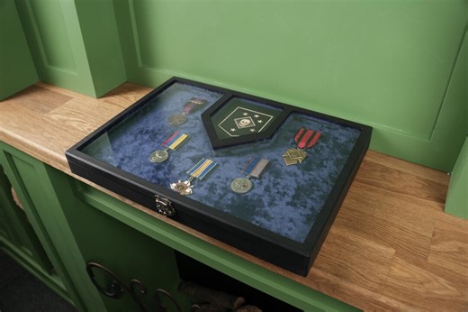 A3  Personalized Military Medal Display Case With Engraved Shield, Custom Shadow Box for Army Retirement, Veteran Awards and Service Honor - Etsy