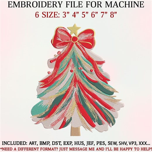 Vintage Xmas Tree Embroidery Machine Designs - Christmas Tree PES (digital File) , Christmas Machine Embroidery File, Digital Download DST - Etsy