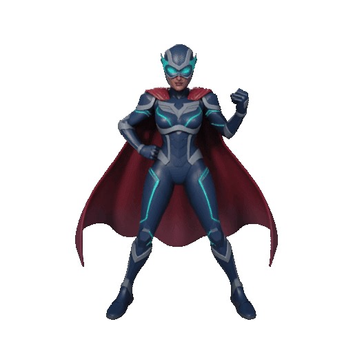 3D render of a superheroine, stylized costume, full body STL - 3D Print Model | Female Character | Superhero | Fantasy Warrior | High Detail | Easy Print