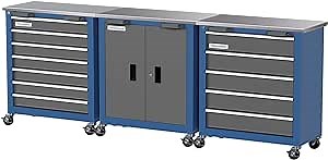LARBANKE Combination Tool Cabinet,3 Different Types of Tool Cabinets with Connecting Buckle:5-Drawer/7-Drawer/Double-Door Tool Cabinet,Individually Usable,Large Rolling Tool Chest with Wheels
