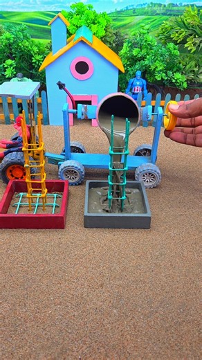 😱 Real Working Mini Tractor Making Cement Pillar | Amazing DIY Construction Machine 🚜 #shorts