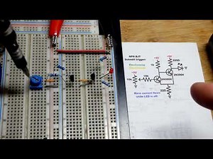 2 NPN BJT Transistor Schmitt Trigger demo circuit