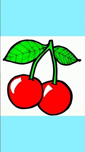Dibujo lindo de una CEREZA 🍒 Cómo dibujar una CEREZA? #comodibujar #cómodibujar #dibujosfáciles
