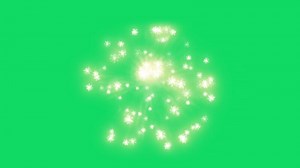 The fireworks in the green screen.