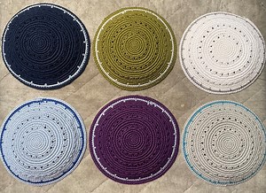 Handmade Kippot | Special Knitted Design | Various Colors | 100% Cotton Vog Yarn | 4.5 Inches Across | Made in Israel - Etsy