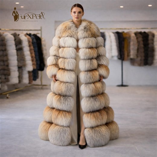 Real Cross Fox Fur Layered Cloud Coat | Women Full Length Luxury Jacket - Etsy