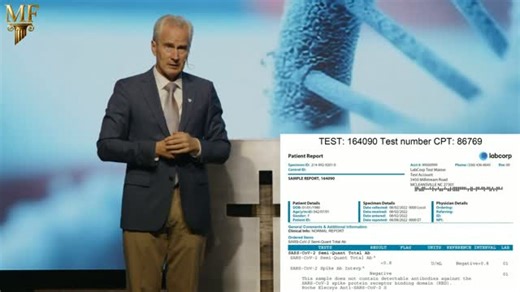 McCullough Foundation on Instagram: "Got Spike? Find Out With a LabCorp Roche Elecsys Spike Antibody Test 🟢 1,000 = high risk of spike protein disease @petermcculloughmd at the MAHA Medical Freedom Conference in Temecula, CA. #MFEducation"