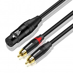 DREMAKE Dual RCA Male to XLR Female Audio Unbalanced Cable 10FT, Female XLR 3-Pin to Double RCA Male Plug Y Splitter Patch Cord, XLR Female to Dual RCA Stereo Adapter Mic Cable