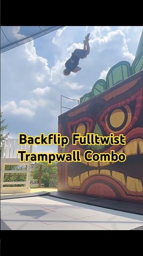 TRAMPWALL BACKFLIP FULLTWIST COMBO Gymnast Training Trampoline Parkour Circus Stunts