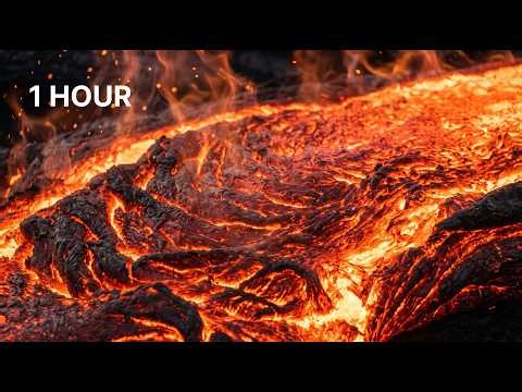 1 Hour | 4K Lava Flow | Relaxing Volcanic Sounds for Sleep, Study & Focus