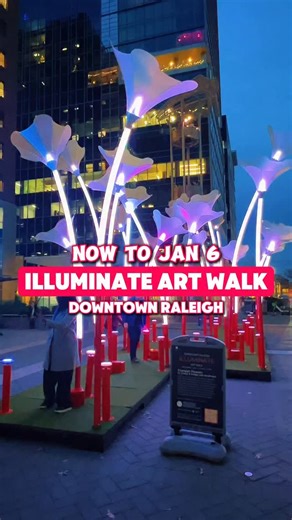 Tonight’s opening night for the 6th annual Illuminate Art Walk now through January 6. This FREE public, self-guided tour shines bright across Downtown Raleigh with 23 large-scale light installations, sculptures, and projection art. Start in City Plaza with this year’s headline installation — Trumpet Flowers — an enchanting musical garden where you can create your own lights and sounds. Then explore the rest of the city using the map at downtownraleigh.org/illuminate. Best viewed evenings from 5-