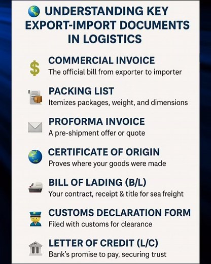 Understanding Key Export - Import Documents In Logistics #exportimport #logistics #fblifestyle | Study Point