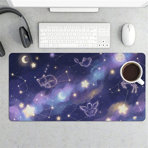 Celestial Animals Constellations Mouse Pad – Purple Nebula Galaxy Desk Mat - Etsy