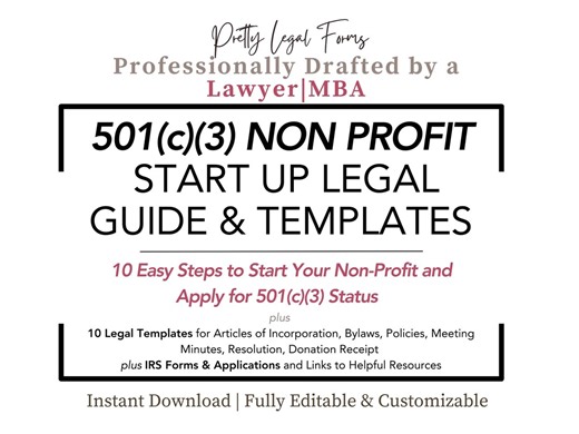 501c3 Non Profit Start up Guide Non-profit Corporation Templates Nonprofit Articles Bylaws Meeting Minutes Non Profit Policy 501(c)3 Forms - Etsy