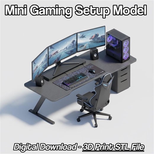 Mini Gaming Setup Model | 3D Print File | Digital Download STL - Etsy