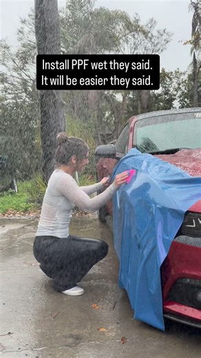 Chelse Gunnels on Instagram: "A goal of mine this year is to get better at wet apply PPF installs. I think I’m on the right track 👏😂 The film I’m using is a colored PPF by Paint is Dead in Yaas Blue Pro, shop @evolv.motor to find the full color lineup, more colors coming soon 👀🔥"