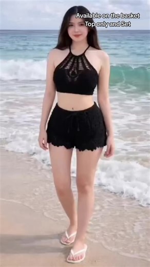Black crochet swimwear #swimwear #beachoutfit #crochetswimwear #crochetoutfit