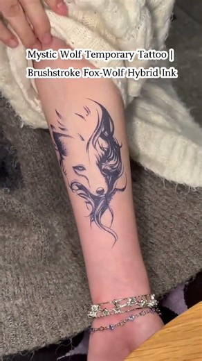 Wolf spirit on my skin. 🐺Temporary tattoo stickers hit different. Brushstroke wolf.