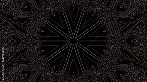 Abstract red background Beautiful kaleidoscope that shines, a radiant light that regulates the subtle movements