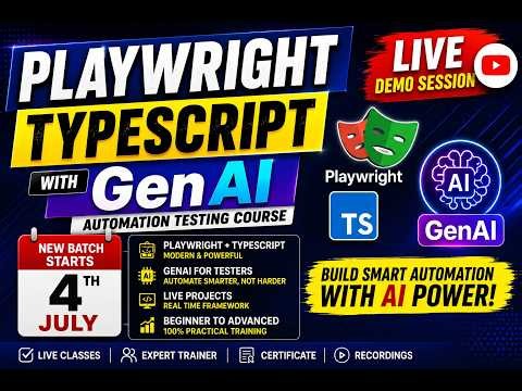 Playwright TypeScript with GenAI | Live Session | Automation Testing Course | Batch Starts 4th July