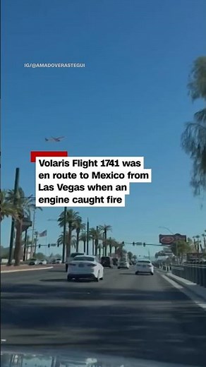 Flames from airplane engine seen over Las Vegas