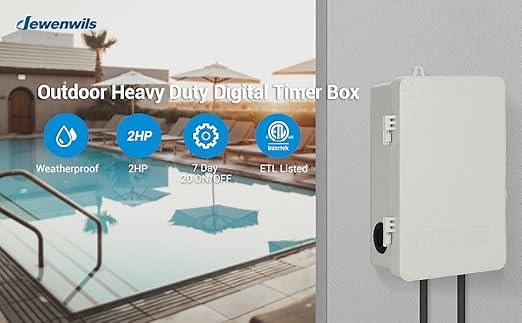 DEWENWILS Outdoor 2 HP Heavy Duty Digital Pool Timer Box