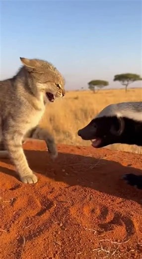 The Honey Badger Lunges With Jaws Open—The Mother Wildcat Slaps It Across the Snout🔥