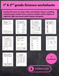 1st & 2nd Grade Life Science Worksheets | Living Things, Plants and Animals | Printable PDF - Etsy