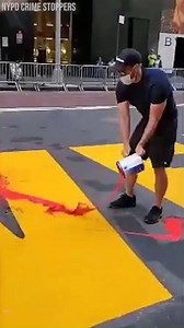 NYPD is searching for this man, who was caught on camera splattering red paint over the large BLM mural outside of Trump Tower in Manhattan. DETAILS: https://bit.ly/2ZqlGv2 | FOX 13 News - Tampa Bay