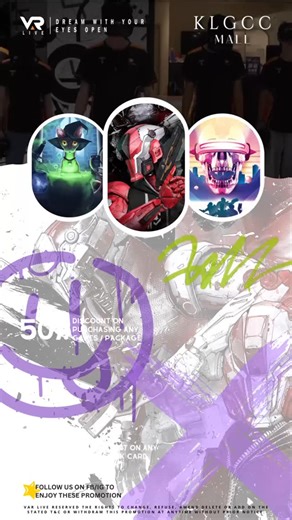 🚨🎉 IT’S GAME ON at VAR LIVE KLGCC MALL! 🎮💥 The wait is over — Malaysia’s most epic VR theme park has officially landed at KLGCC Mall! Step inside and get ready for 15 mind-blowing VR experiences that’ll make you go “WOAHHH 🤯”. 👾 Battle your friends in Infinity War, 🧩 Solve missions in VR HeroZone, 🏆 Climb the leaderboard in VAR BOX, and so much more — all in one futuristic playground! ⚡ 💥 OPENING DEAL: 🎟️ 50% OFF ALL GAMES! (Yes, literally EVERYTHING!) Bring your squad, your fam, or yo