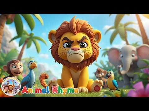 The Grumpy Lion Song | Fun Jungle Sing Along | Toddler Sensory Lyrics Video | Kids Animal Emotions