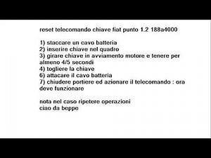 How to reset the Fiat Punto key