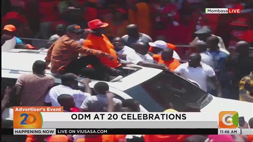 ODM party leader Oburu Odinga arrives at Mama Ngina Waterfront in Mombasa for ODM’s 20th anniversary celebrations. | Citizen TV Kenya