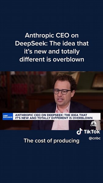 Anthropic CEO Dario Amodei discusses whether DeepSeek changes the landscape of AI spending. Watch more of the interview at the #linkinbio #CNBC