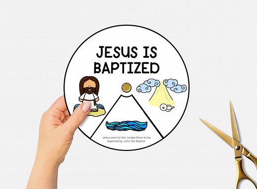 Baptism of Jesus, Printable Bible Coloring Wheel, Life of Jesus Sunday School Craft, Kids Bible Lesson Spinning Wheel, Christian Homeschool - Etsy