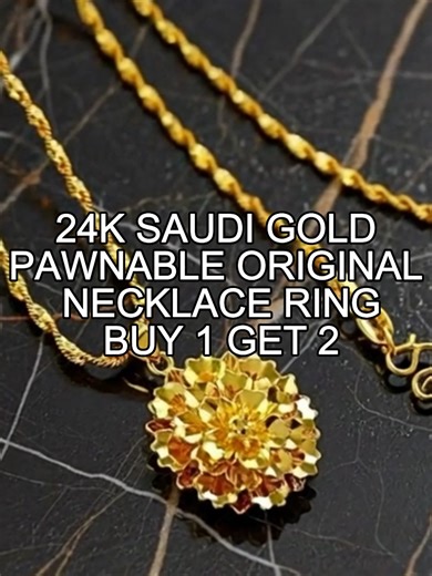 3-Piece Set】 ‎24K Saudi Gold ‎Plated Nasasangla Pawnable Original Necklace Women's Peace Petal Water Wave Chain Pendant Necklace Ring Buy 1 Get 2 ‎Chic Gold Necklaces for Any Look, Gift Ideas with Dainty Gold Chains, Stylish Gold Necklaces You Need ‎#goldnecklace #jewelrylove #fashiontips #giftideas #daintyjewelry #