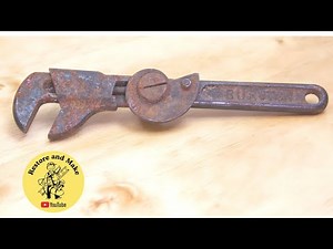 Vintage Rusty Wrench Restoration - Antique Adjustable Spanner Restored - asmr