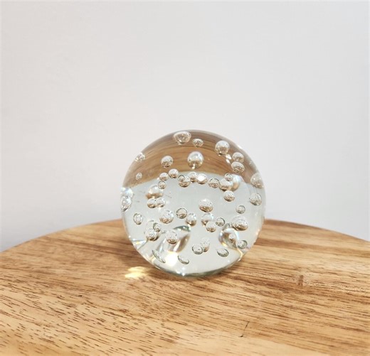 Clear Glass Sphere Paperweight, Bubbles, Studio Art Glass Desk Accessory - Etsy