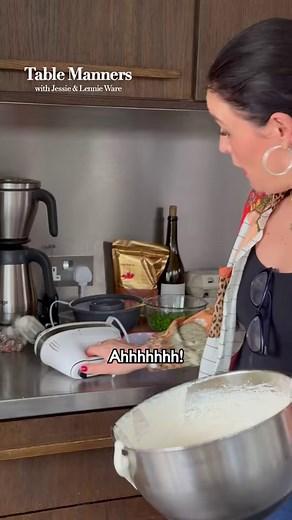 For this week's menu, Ian Wright brought round his delicious Willy's Pies for the main, and mum & I, whipped up a roasted rhubarb and pistachio pavlova for pud x | Table Manners with Jessie & Lennie Ware