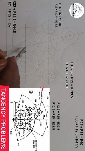 TANGENCY PROBLEMS IN TECHNICAL DRAWING #PULLEY