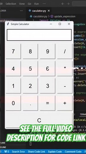 Build a Simple Calculator App with Python and Tkinter code in description