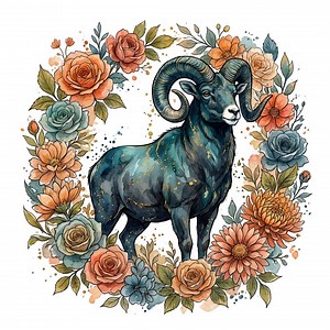 Aries Zodiac Sign PNG, Floral Aries Ram Clipart, Celestial Astrology PNG, Boho Astrology Art, Sublimation Design, Celestial Zodiac Sign - Etsy Canada